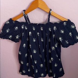 navy blue off the shoulder top